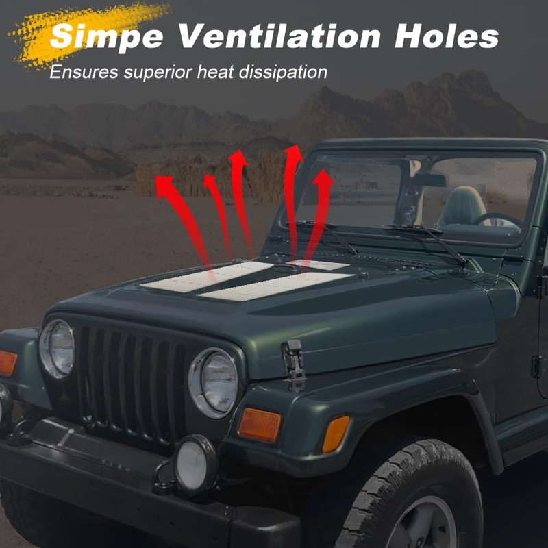 REARACE Vented Hood Louver Kit Fit for Jeep Wrangler TJ