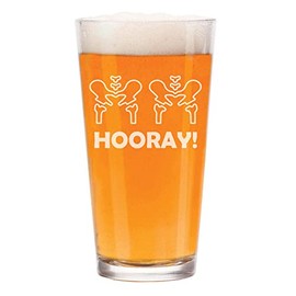MIP 16 oz Beer Pint Glass Hip Hip Hooray Funny Physical Therapy Therapist Gift