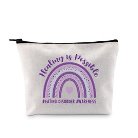 G2TUP Eating Disorder Recovery Gift Healing is Possible ED Survivor Makeup Bag Purple Ribbon Cosmetic Bag ED Recovery Gift (Healing is Possible MB)