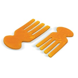 Folkulture Salad Hands - Resin, (8 ") Orange Serving Utensils Set of 2 for Table Decor, Stylish Salad Servers or Salad Tongs for Mothers Day Gifts, Decorative Salad Serving Utensils for Home