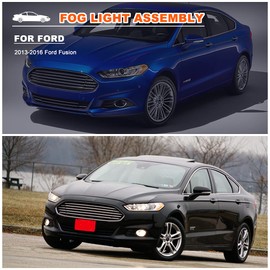 Nixon Offroad Fog Light Set for 2013-2016 Ford Fusion w/Halogen Bulbs + Wiring Harness Kit + Universal Switch + Black Bezel Cover, Fog Light Assembly, Fog Lamp Combo Replacement Clear Lens