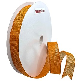 Value Ribbon Burlap 1.5" X 50 YD Wired Burlap Ribbon for Gift Wrapping, Orange Ribbons for Crafts, Birthday Gifts for Women and Men, Art Supplies for Party Decorations