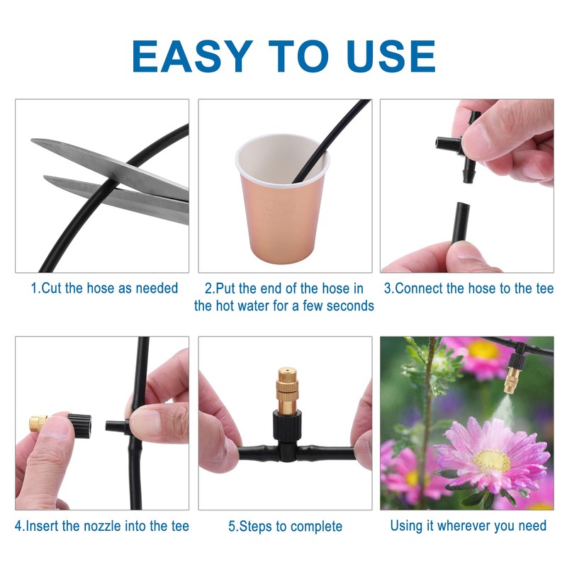 Mornajina 20Pcs Three-Way Atomizing Nozzle with Drip Irrigation Connector for