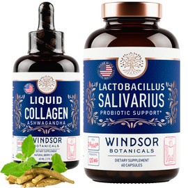 WINDSOR BOTANICALS WINDSOR BOTANICALS Liquid Collagen Ashwagandha and Lactobacillus Salivarius Probiotic - Beauty, Gut and Mood Support Bundle