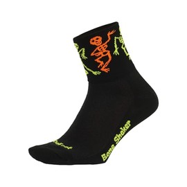 DEFEET | Aireator 3" - Bone Shaker (Neon) Cycling Socks | For Biking, Running, & Everyday Adventures | Bone Shaker (Neon) | Large