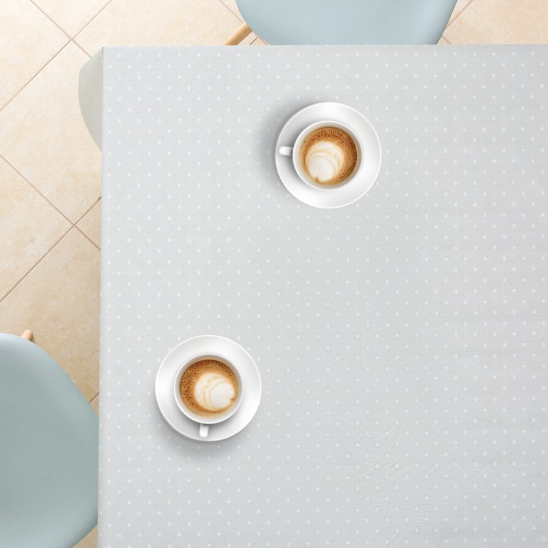 KP HOME Large Grey With White Polkadot PVC Wipe Clean