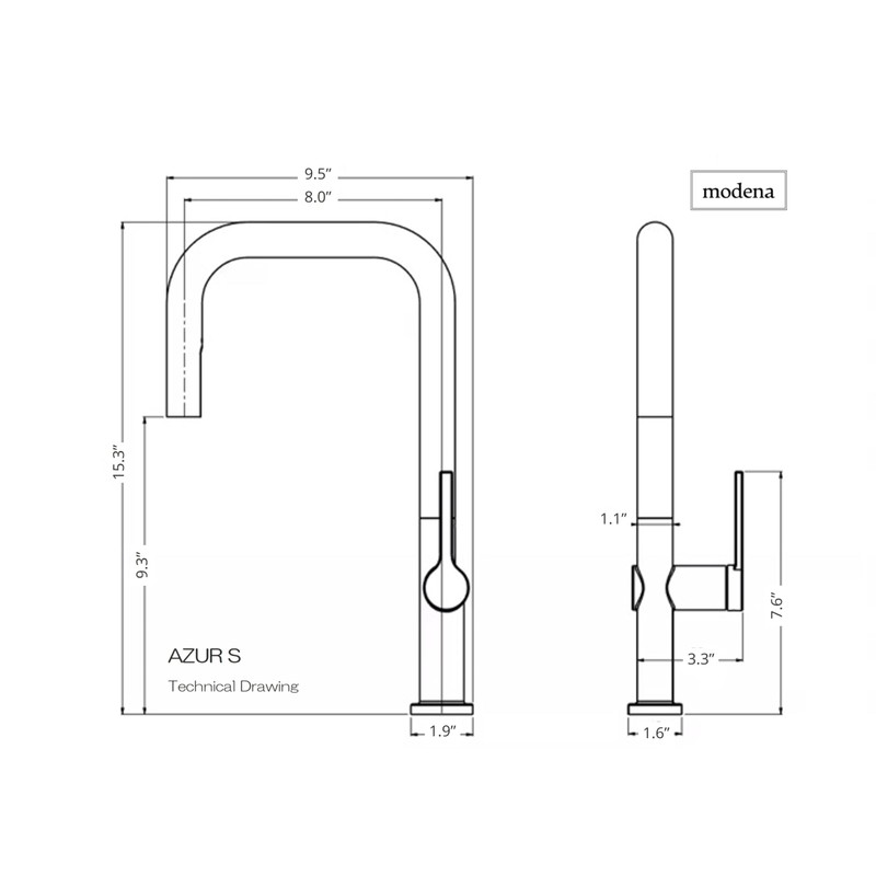 modena Azur S Chrome U Shape Pull-Down Kitchen Faucet, OB-D123-C