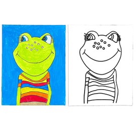 Pre Drawn Stretched Canvas Painting for Kids | Custom theme | Birthday Gift Pepe Frog Prince Theme | Paint Party DIY (11x14 Inches)