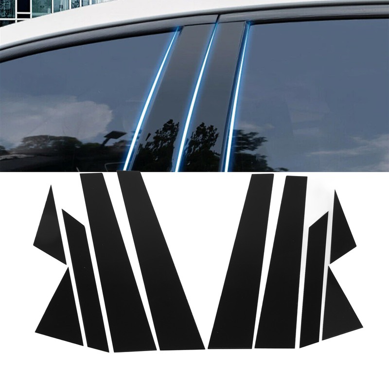 10Pcs Window B Pillar Post Trim Gloss Black Lightweight Rugged