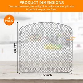 GCQ Air Fryer Dehydrator Rack 3 PCS for Chefman 6.3QT 4-in-1 Digital Air Fryer Oven, 9.53''× 9.53''× 0.59'' Steel Air Fryer Plate Replacement Parts Wire Rack