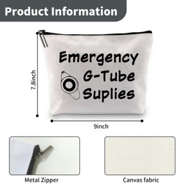 JEFBFBWE G tube Cosmetic Pouch G Tube Makeup Bag Funny Dietician Gift Nurse Cosmetics Makeup Bag Critical Care Nursing Gift Emergency GTube Supplies