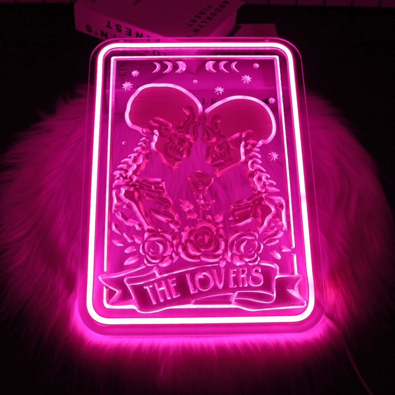 Whfobfe Skeleton Lover Neon Sign Led Neon Lights Neon Signs