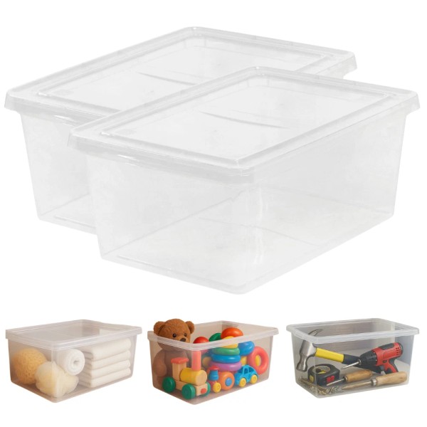 Clear Plastic Storage Box Bin 4.25 Gal with Snap Lid