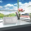 Digital Alarm Clock LED Display Sound Control Temperature Humidity Wood