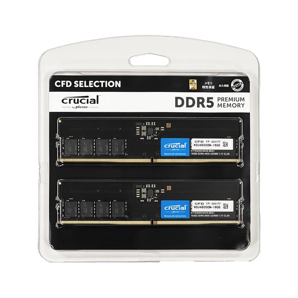 CFD DDR5-4800 (PC5-38400) 16GB Desktop Memory (Lifetime Warranty) (Crucial by