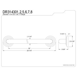 Kingston Brass DR314305 Designer Trimscape Restoration Decor 30-Inch Grab Bar with 1.25-Inch Outer Diameter, Oil Rubbed Bronze