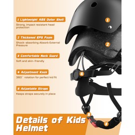 Kids Bike Helmet Set, Adjustable Helmet for Ages 3-10 Year Boys Girls, Pad Set with Knee and Elbow Pads for Bike, Roller, Skating, Scooter, Longboard and More Sports
