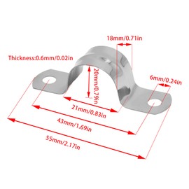 Mormchlots 32Pcs 20mm / 3/4" Stainless Steel U Bracket Pipe Clamp, Conduit Clamps, Rigid Pipe Strap, Two Hole Cable Strap, Heavy Duty Pipe Fasten Holder for Tube, Pipe, Wire Cord