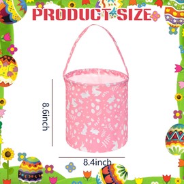 VAIVUSTO Easter Bunny Baskets for Kids Boys and Girls Easter Egg Hunt Baskets Waterproof Bucket Bag Rabbit Print Gift Basket for Baby Easter Decorations Party Supplies (pink rabbit)