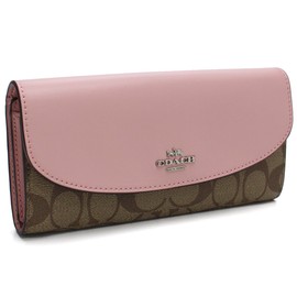 Coach F54022 SVN3X Women's Leather Bifold Wallet with Coin Purse, Brown Pink, Braun