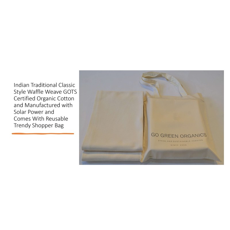 GO GREEN ORGANICS, Waffle Bath Towel Pack of 2, 30.5x58