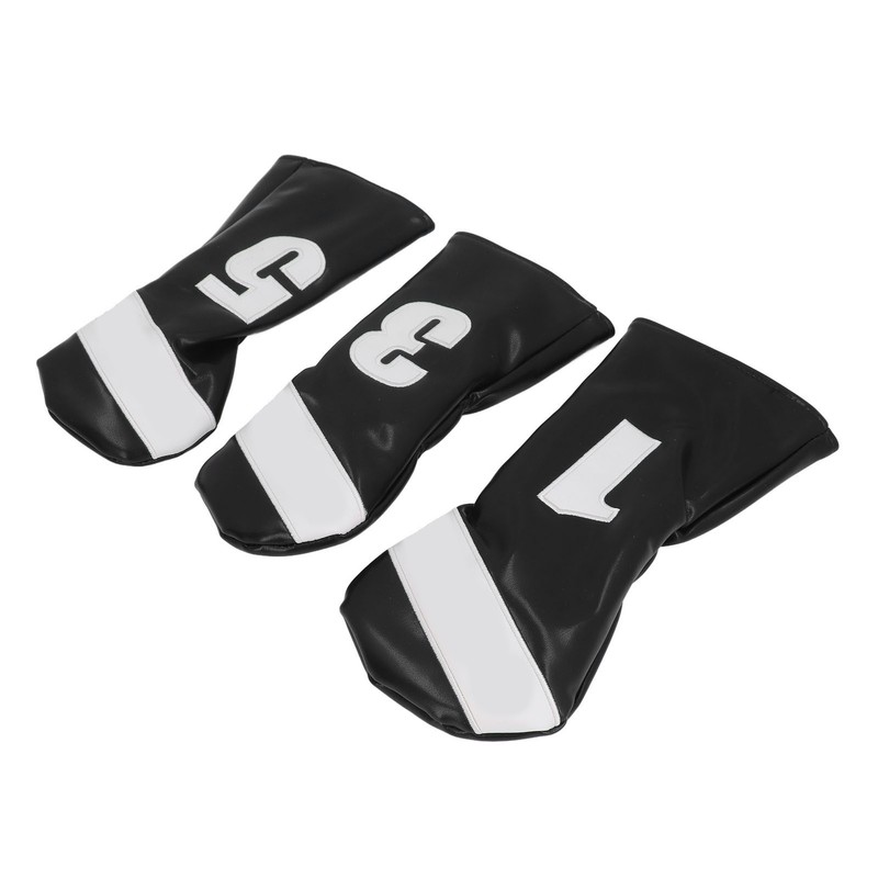 3PCS Golf Club Head Cover PU Leather Waterproof Protective Golf