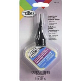 Testors CLEAR PARTS Cement for Plastic Models w-Applicator 1 oz. bottle #281217