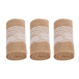3 Rolls Jute Lace Ribbon Simple Elegant Jute Lace Ribbon Decoration for Rustic Wedding DIY Bows 5.9inx7.5ft