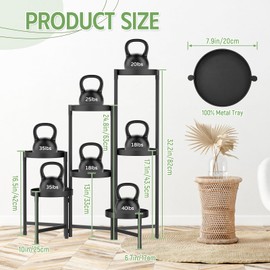 iDavosic.ly Plant Stand Indoor Outdoor, 7 Tier Corner Metal Flower Display Holder Shelf, Easy Assembly Folding Tall Orchid Rack for Patio Balcony Porch Garden Living Room House, Black