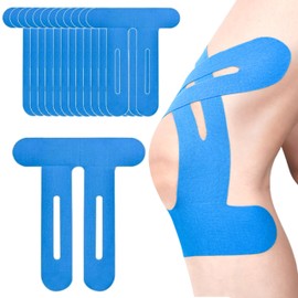 Precut Kinesiology Tape for Knees - 12 Count Elastic Kinesiology Tape Precut for Knees Waterproof & Breathable (Blue)