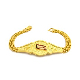 NYFASHION101 Puerto Rico Flag Dual Link Chain Bracelet with Box Clasp in Gold-Tone