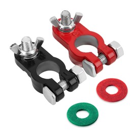 MTRPS Battery Terminal Connectors, Top Post Battery Terminal Color Coded Clamps Set with Anti Corrosion Washers, Negative & Positive Battery Cable Terminals Adapter for Car Truck Boat