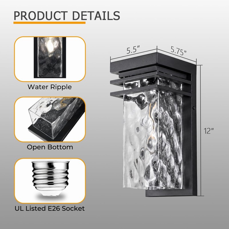AXOTEXE Modern Outdoor Wall Sconce Exterior Porch Light Fixture for