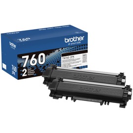 Brother Genuine High-Yield Black Toner Cartridge Twin Pack TN760 2Pk, TN7602PK,2 Pack