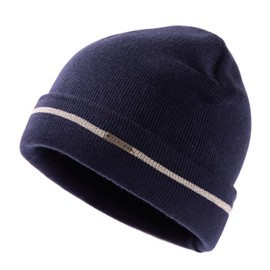 TOP-EX 50% Merino Wool Beanie Hat Men Women Winter Running Hat Thermal Wooly Knitted Hats Slouch Cuffed Beanie Cap for Ski Hiking Golf 56-65CM Navy