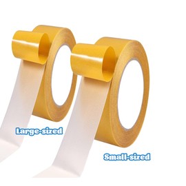 2pzs Cinta Doble Cara Extrafuerte Tela 20m, Reutilizable Cinta Adhesiva Doble Cara Transparente para Pared, Nano Tape Para Alfombras, Cocina y Fijar Fotos(5cm*10m+2cm*10m)