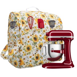 Stand Mixer Dust Cover for Kitchen aid Bowl Lift 5-8 Qt Stand Mixer Cover (Only) with Storage Pocket, Compatible with Stand Mixers Accessories and Attachments (Sunflower, 6-8QT)