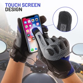 Oumurs Motorcycle Gloves for Men, Touchscreen Cycling Gloves for Outdoor Sports On-Road/Off-Road/Mountain Motorcycle Motorcross Motorbike Dirt Bike Bicycle Racing ATV UTV, Blue, XL