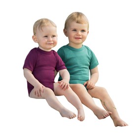 Engel Natur Baby Bodysuit Short-Sleeved 70% Wool (kbT) and 30% Silk - Kingfisher, size: 98-104