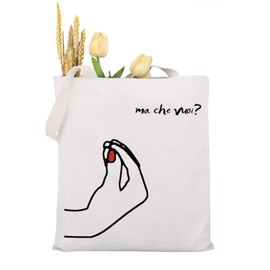 KUIYAI Italian Hand Gesture Ma Che Vuoi What Do You Want Tote Bag Funny Italian Gift Shoulder Bag Handbag, White