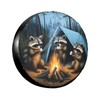 Raccoons Campfire Universal Spare Tire Cover,15 Inch,Cute Waterproof Polyester Wheel
