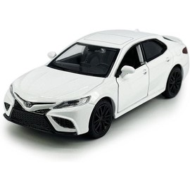Camry XSE 2022 Model Car 1/36 Scale Diecast Toy Cars Metal Alloy Children’s Die-cast Vehicles, Pull Back Doors Open, Black Rim, Collection for Men, Kids Toys for Boys Gifts, White - Color: Black