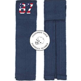 Player Number Football Towel Navy Blue w/USA American Flag Number - Customize Your Number (87)