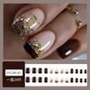 Brown Press on Nails Short Square Fake Nails Glossy Glue