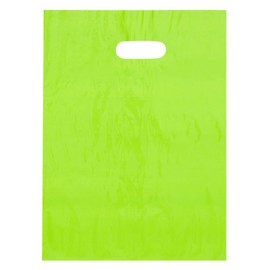 9x12 Lime Green Die Cut Handle Plastic Shopping Bags 100/cs - Bags Direct Brand
