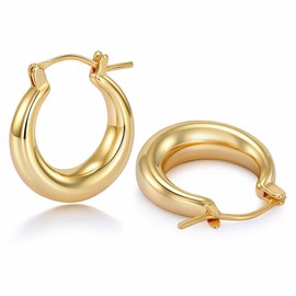 EAVUYIS 1 Pair of Hoop Earrings 925 Sterling Silver, Hoop Earrings for Women, Hypoallergenic Hoop Earrings, Silver 925 Earrings for Women Girls (Gold)
