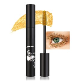 Gold Glitter Mascara – Sparkling Metallic Lash Topcoat for Party & Festival Looks – Long Lasting, Flake-Free, Smudge-Proof – Dazzling Gold Eye Makeup for Bold Glam Styles