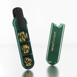 MAIAHU Pill Organizer, 3 Compartments Daily Pill Box, Portable Travel Pill Case, Cute Pill Holder for Pills, Vitamins, Fish Oils, Supplements, Medicines (Green)