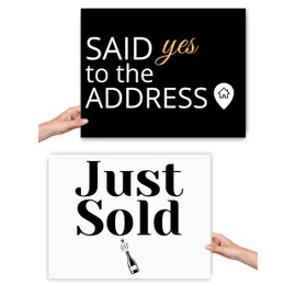 Labend Home - Double-Sided Just Sold/Said Yes to the Address Prop, Realtor Supplies, Said Yes to the Address Photo Prop, Double-Sided Marketing Tool, Realtor Gift Closing Day New Home Sign