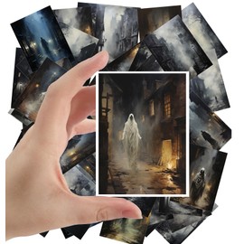 Large Stickers Pack 24 pcs ~ Ghostly Silhouettes: Mysterious Figures Roaming Fog-Enshrouded Streets - A Haunting Stickers Collection of Gothic Vistas